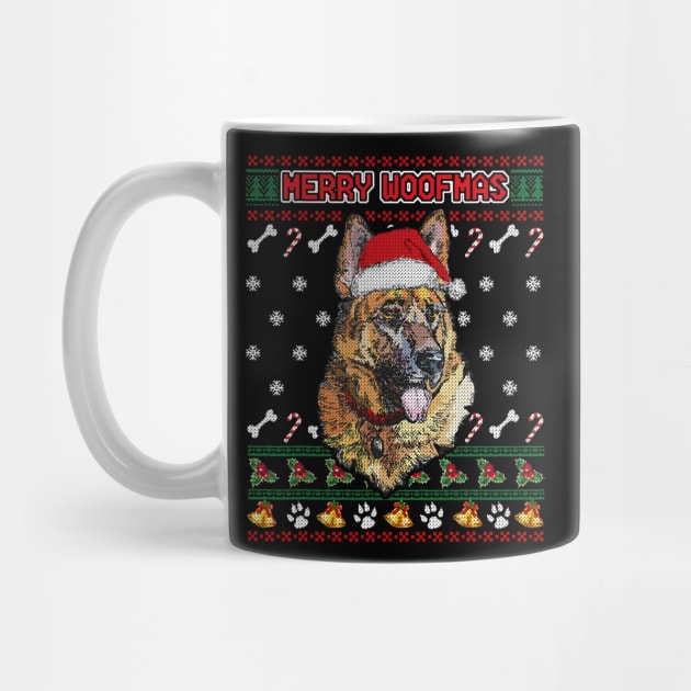 Merry Woofmas German Shepherd Christmas Dog Ugly Sweater by EmilyCharlotty